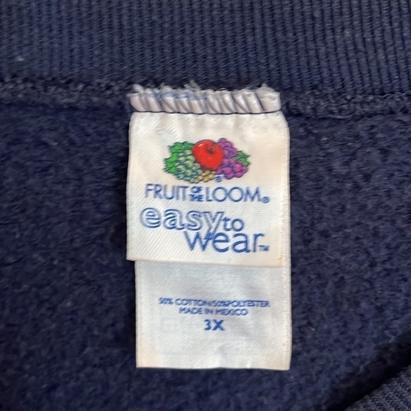 VTG-fruit of a loom-3X-navy blue-USA flag graphic embroidery crewneck sweatshirt - Picture 4 of 11